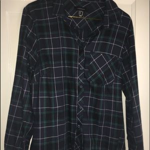 Navy Blue Plaid Button Down